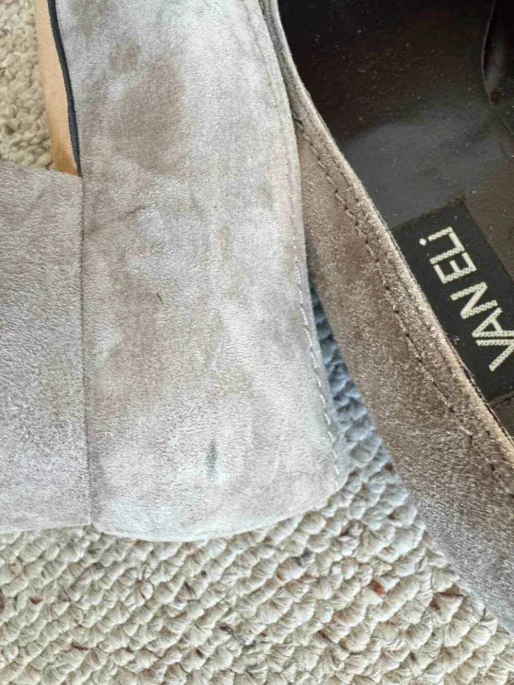 Vaneli suede slide on low heel flats loafers taupe mushroom Sz 9.5 M